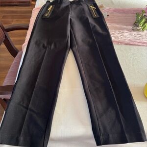 Michael Kors Black Trousers with Gold Zipper Details